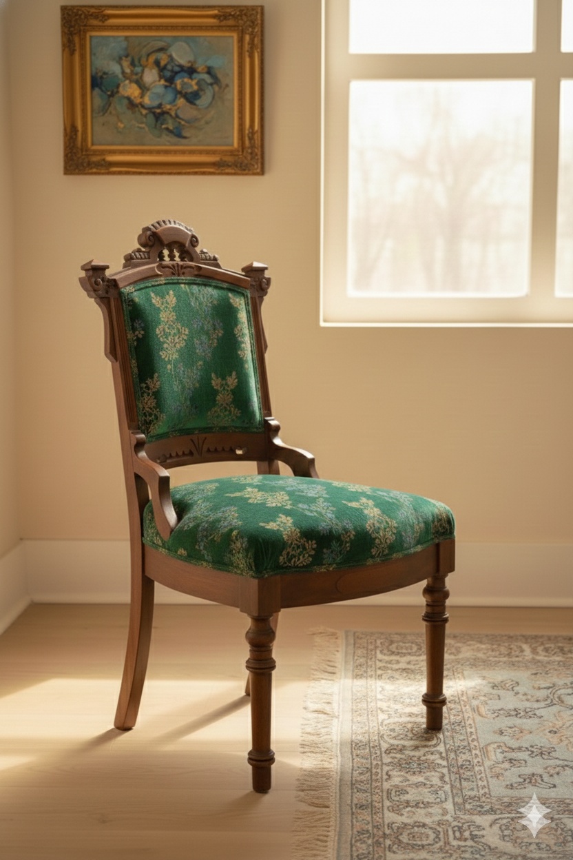 Wooden Chair - Regal Green Fabric