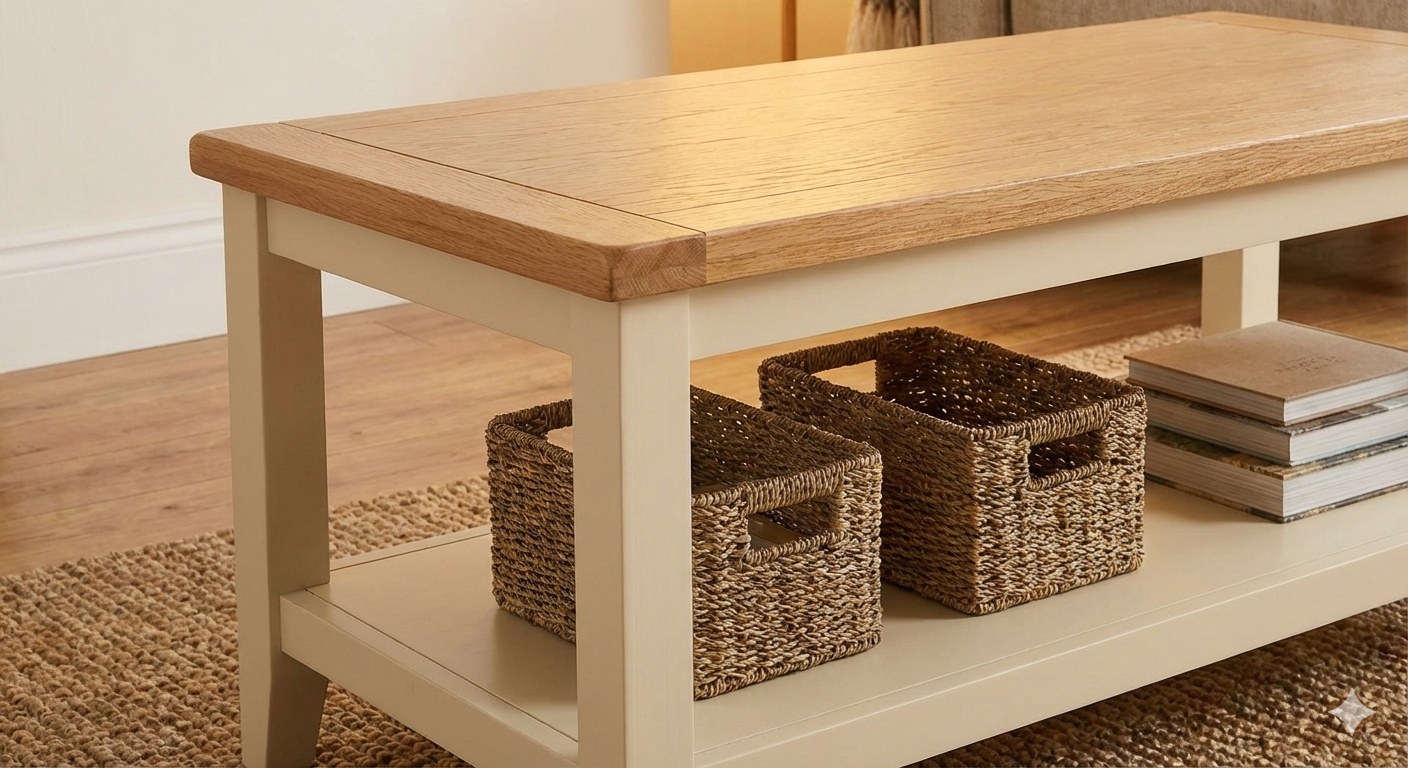 Two-Tone Coffee Table with Shelf